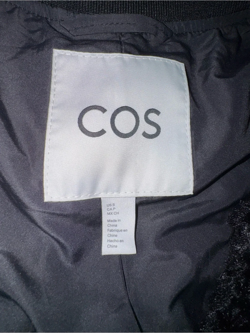 COS Black Faux Fur Teddy Bomber Jacket Zip Front Oversized Textured Coat - Picture 4 of 8